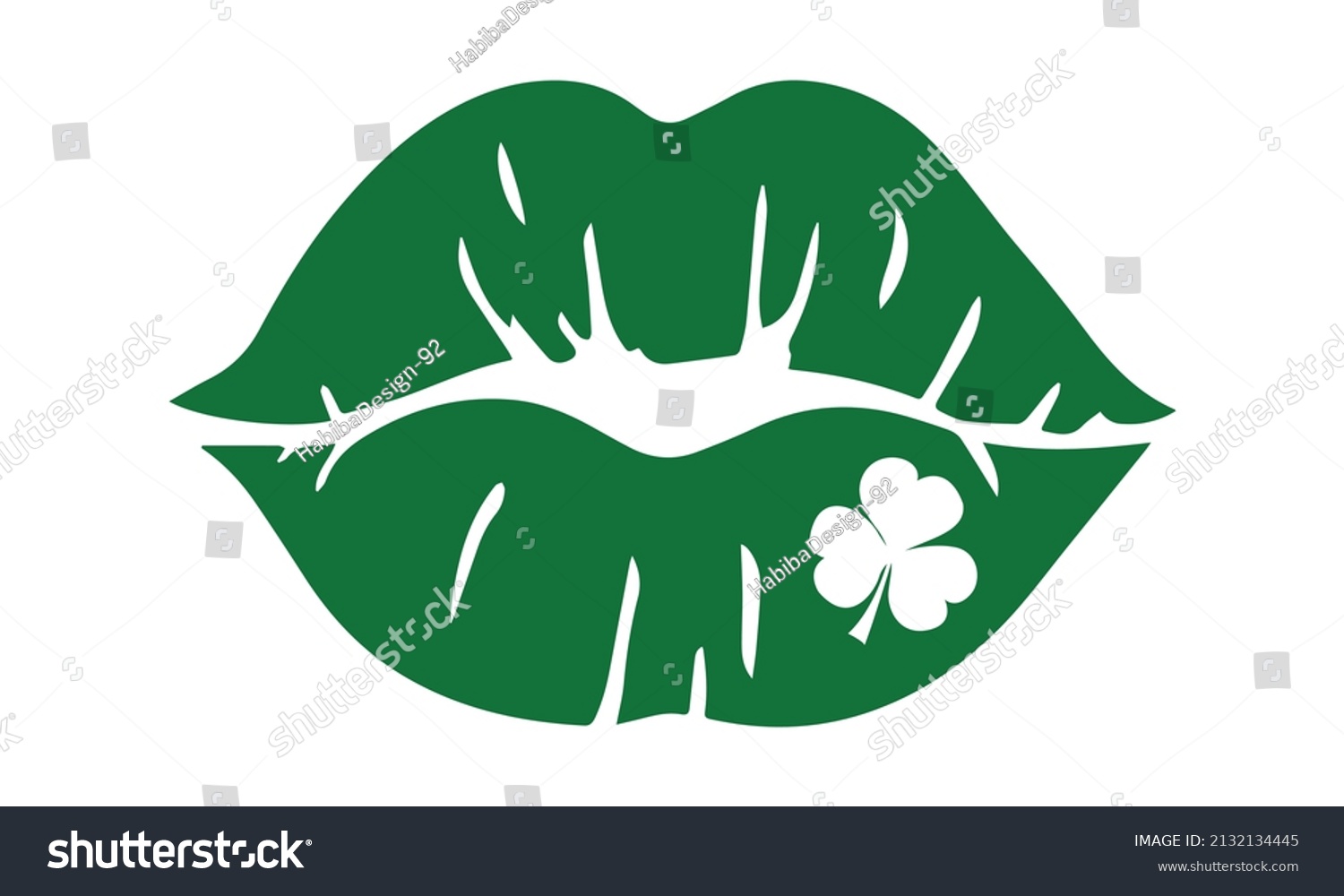 SVG of Shamrock Lips kiss svg, St Patrick's Day Vector  svg