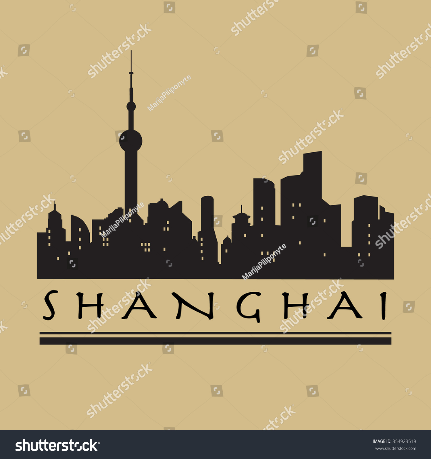 Shanghai Abstract Skyline Vector Illustration Stock Vector 354923519 ...