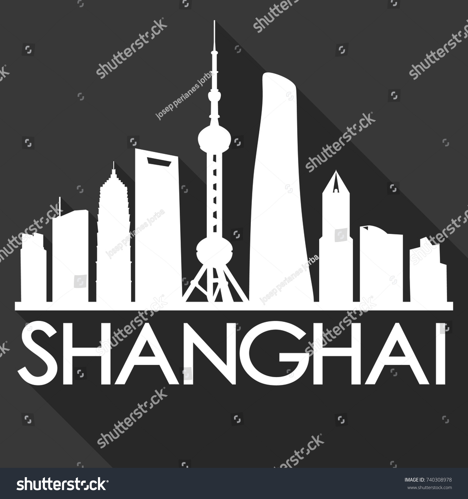 Shanghai Flat Icon Skyline Silhouette Design Stock Vector (Royalty Free ...