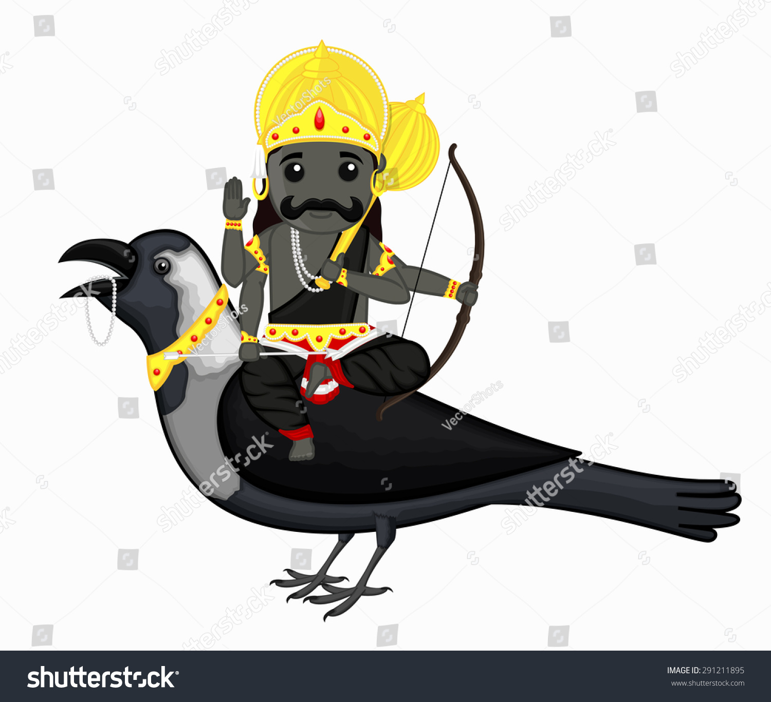 Shani Dev Riding On Crow Vector Stock Vector Royalty Free