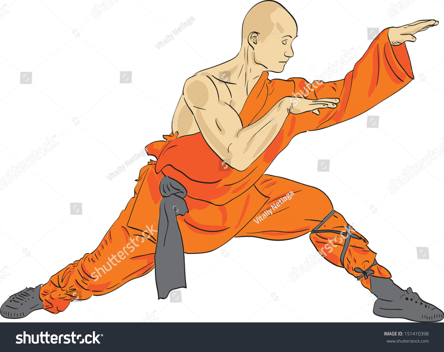 Shaolin Warrior Monk Vector Illustration Stock Vector (Royalty Free ...