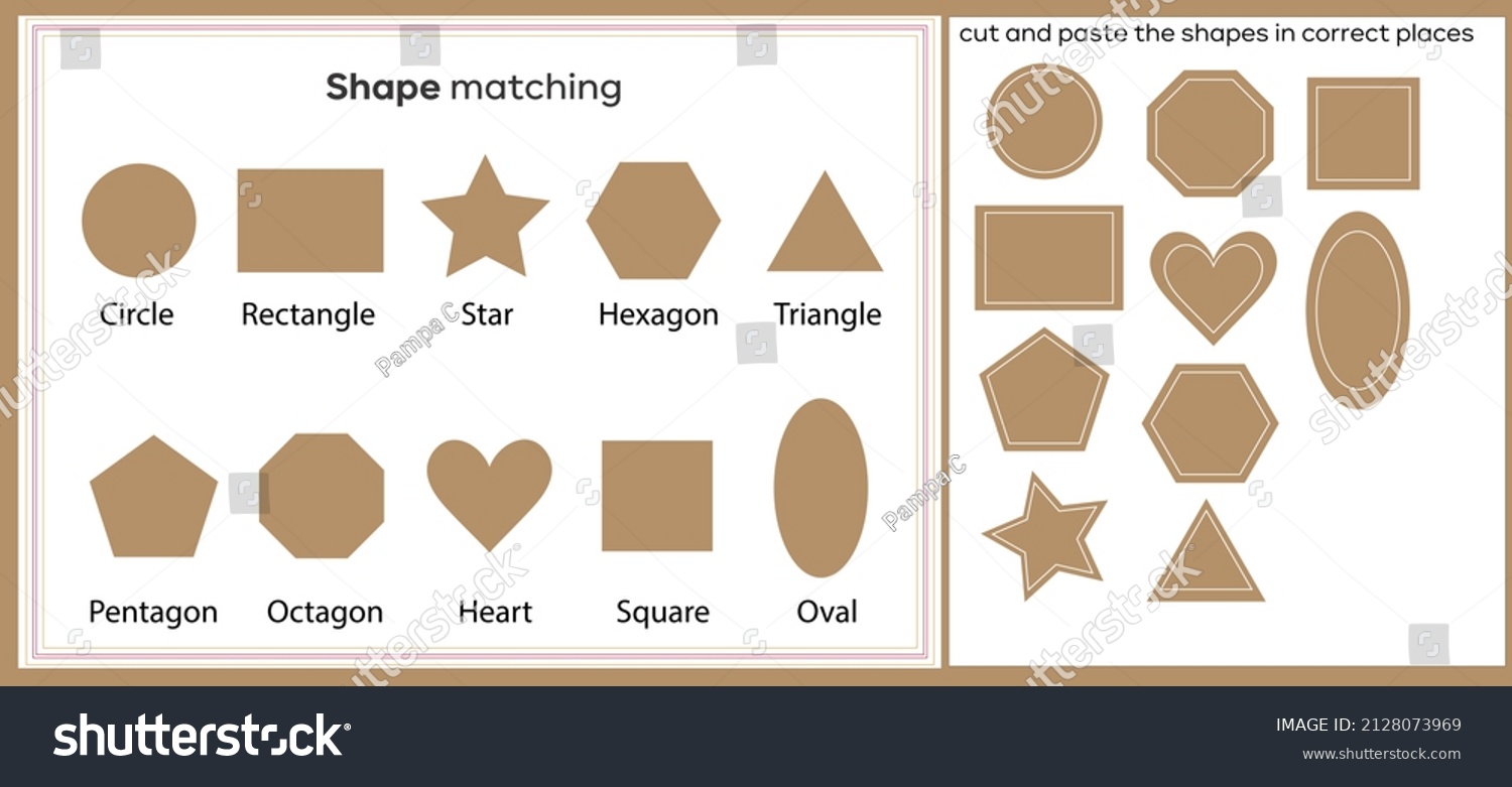 Shape Matching Worksheet Cut Paste Shape Stock Vector Royalty Free