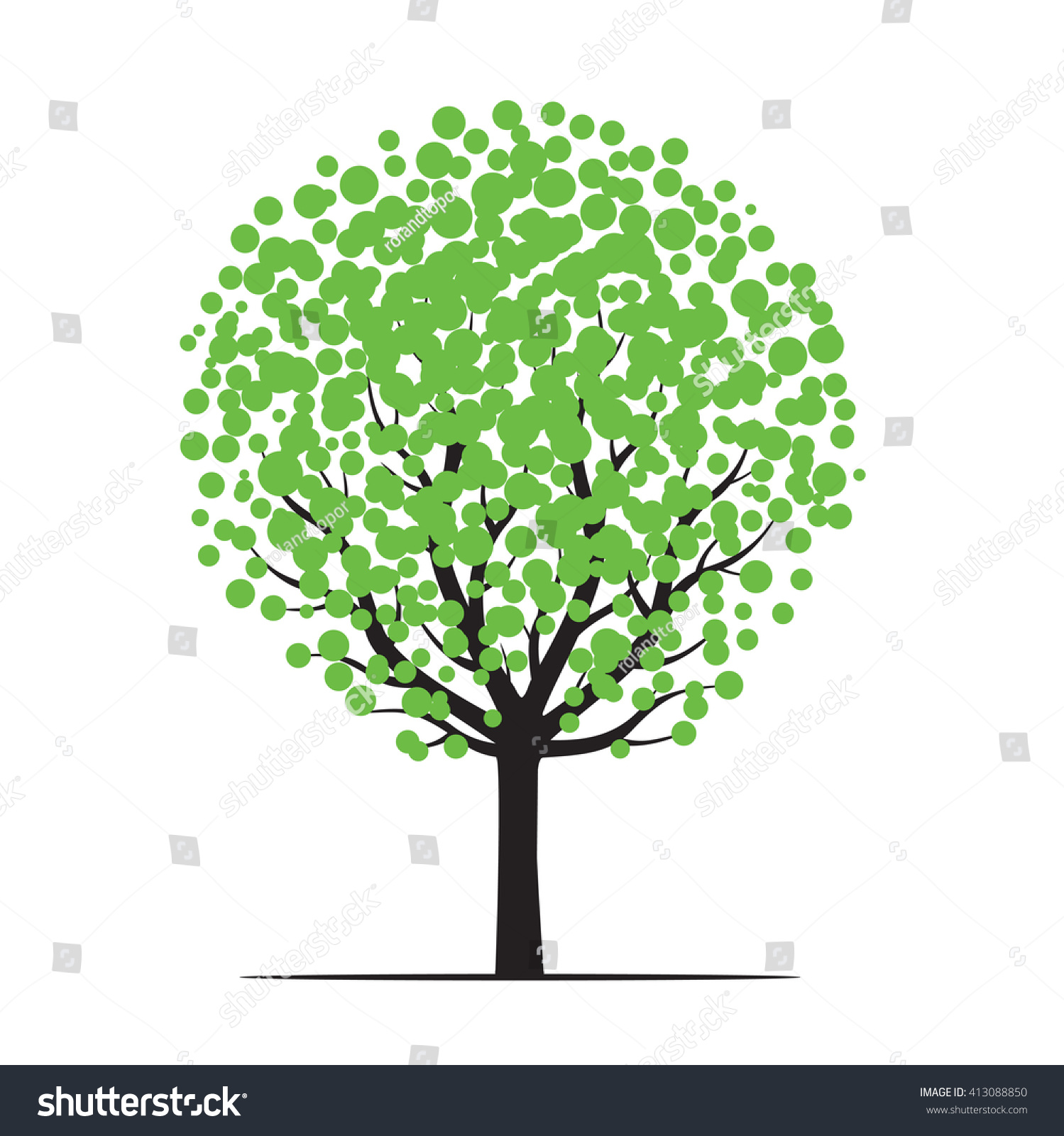 Shape Black Tree Green Leaf Vector Stock Vector Royalty Free 413088850