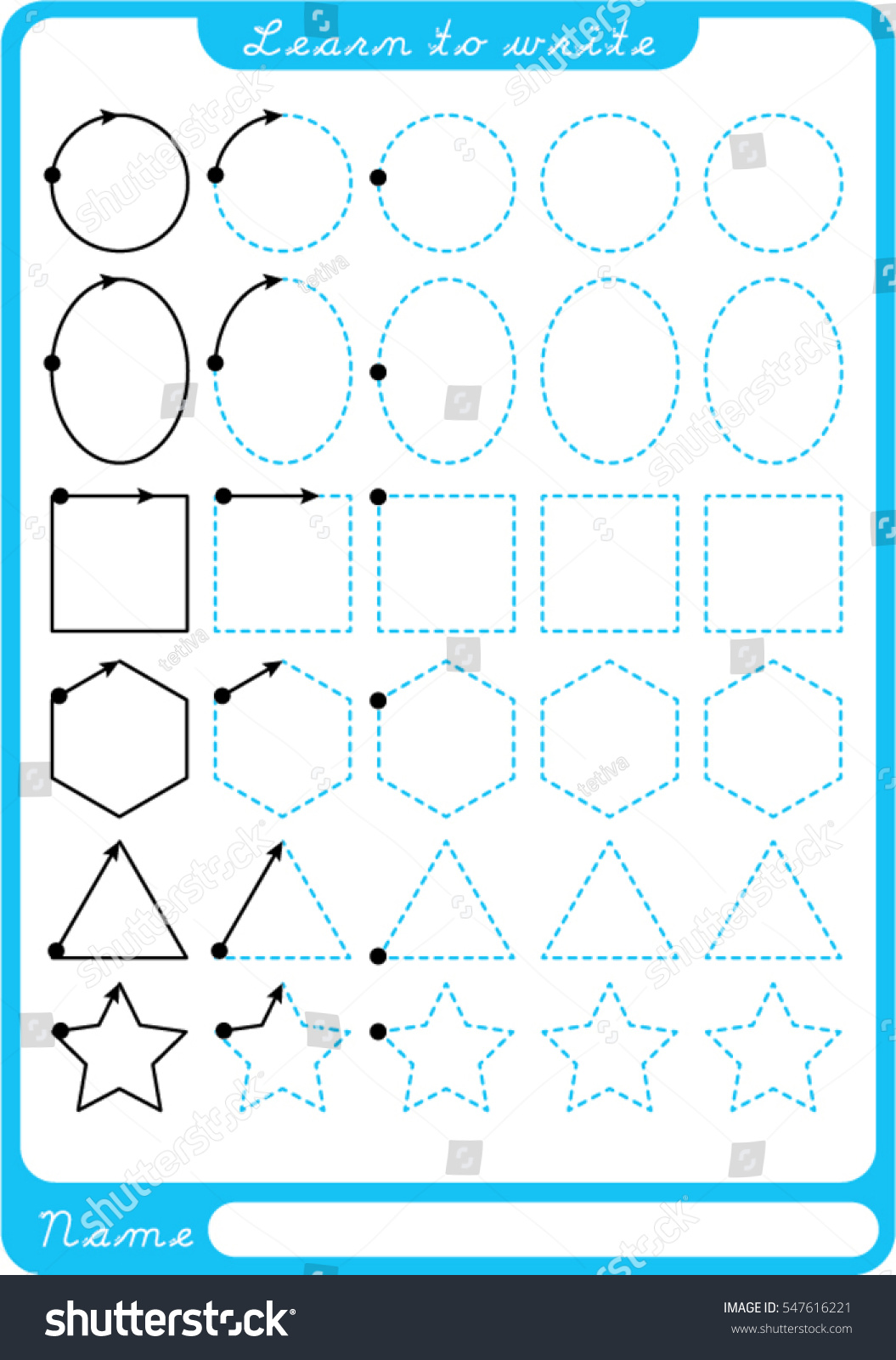 shapes preschool worksheet practicing fine motor stock vector 547616221