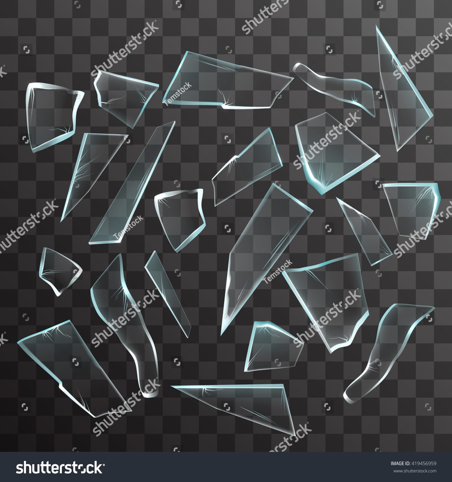 Shards Broken Glass Cracks Transparency Vector Stock Vector 419456959 ...