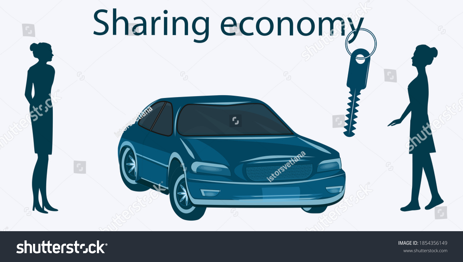 SVG of Sharing Economy. Car. Joint Women Owners. Key. Vector illustration. Design Concept svg