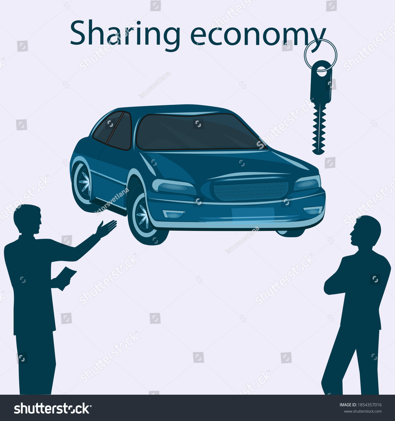 SVG of Sharing Economy. Car. Male Joint Owners. Key. Vector illustration. Design Concept svg