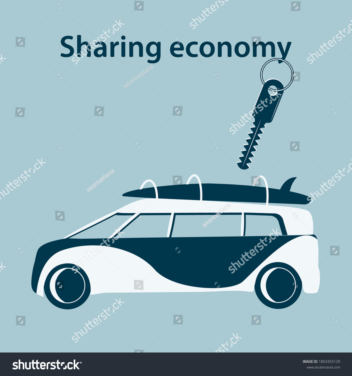 SVG of Sharing Economy. Car to transport surfboard. Design Concept. svg