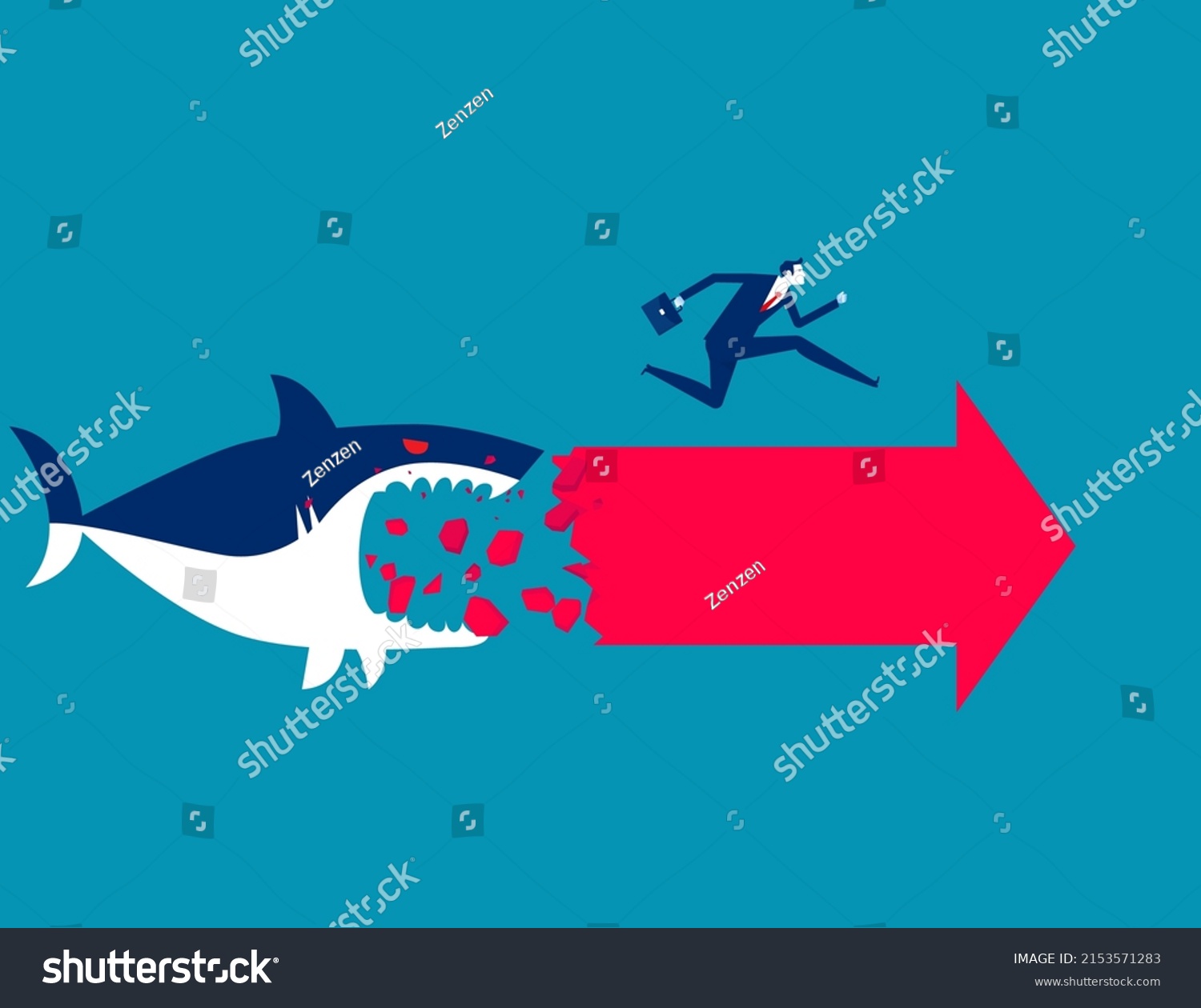 Shark Eats Red Arrow Business Risk Stock Vector (Royalty Free ...