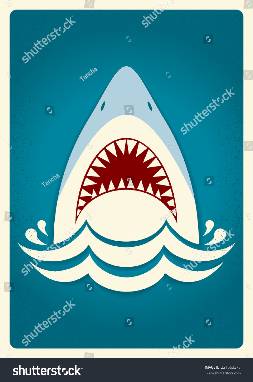 Shark Jaws.Vector Blue Background Illustration For Text - 221563378 ...