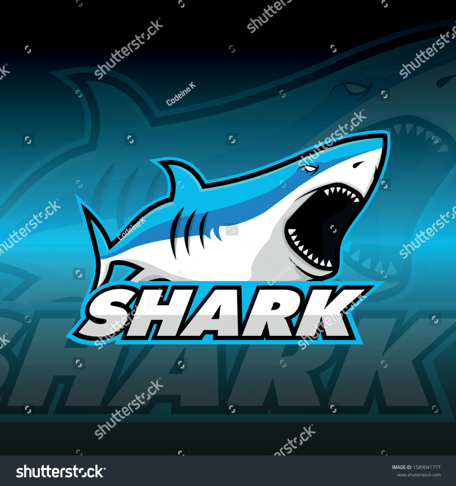 Shark Sport Mascot Logo Design Stock Vector (Royalty Free) 1589041777