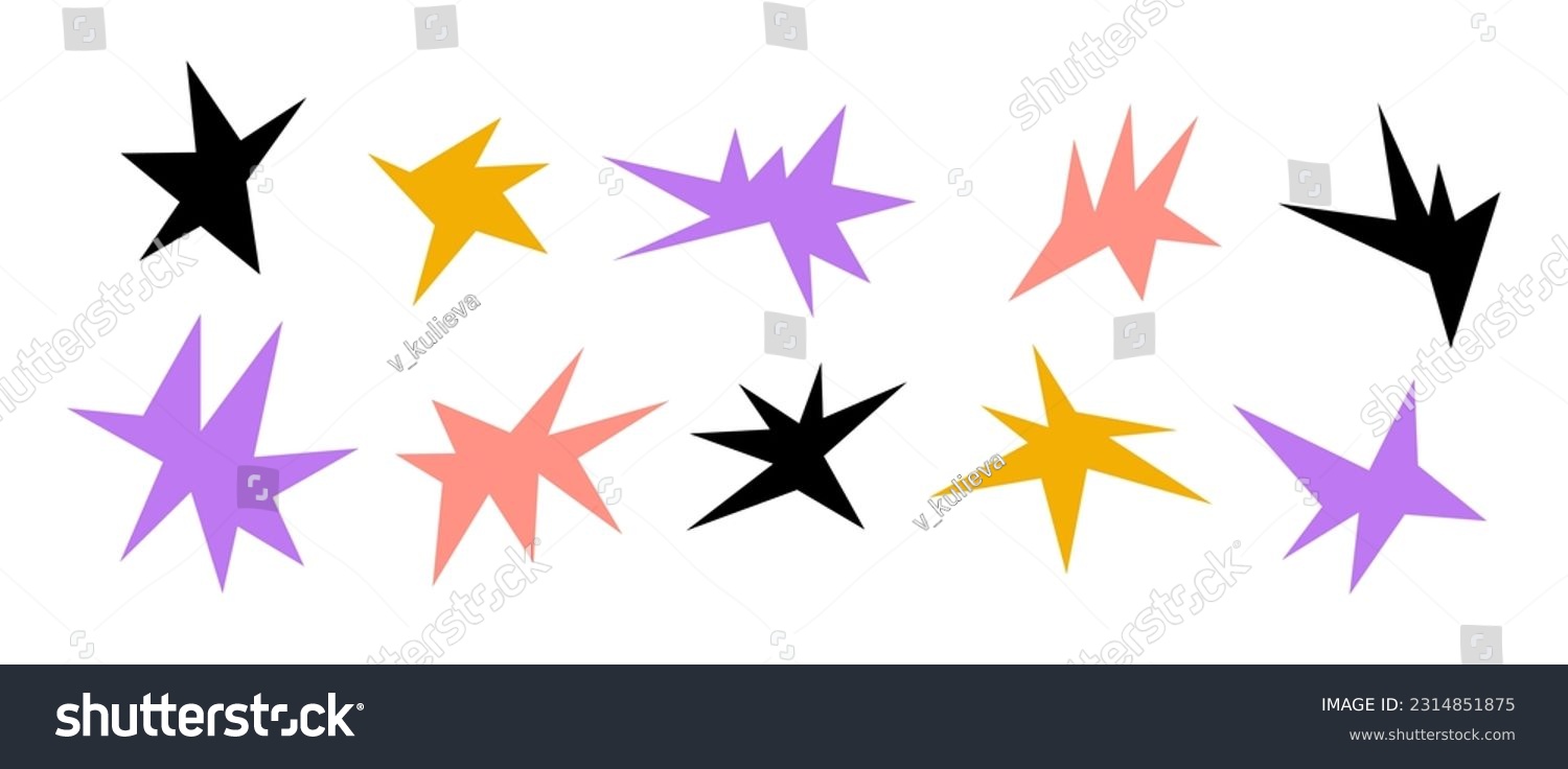 SVG of Sharp shapes collection. Bright irregular sparks and twinkles set. Abstract edgy sparkles and stars element pack. Asymmetry angular forms bundle for banner, collage, poster, sticker. Vector  svg