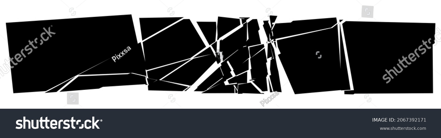 SVG of Shattered, fractured, and broken geometric rectangle. Burst, explosion effect. Ruptured, broken glass, pane svg