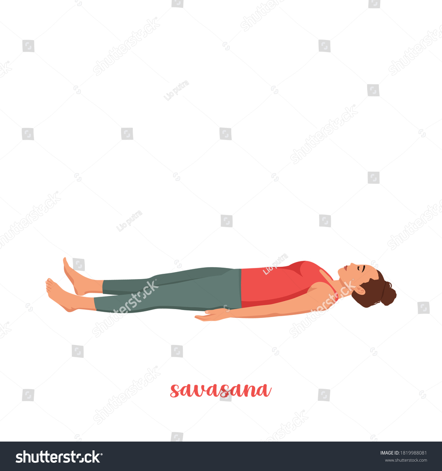 Shavasana Corpse Pose Yoga Practice Vector Stock Vector Royalty Free