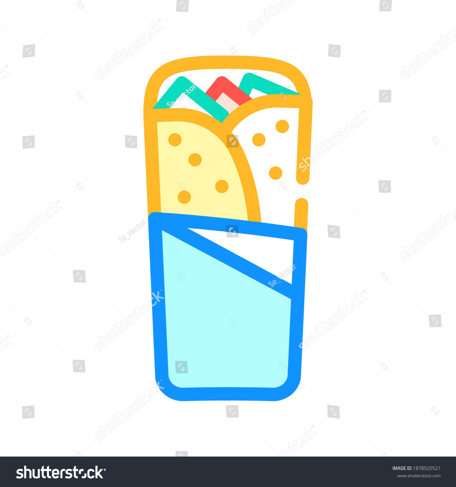 SVG of shawarma, burrito or chimichanga color icon vector. shawarma, burrito or chimichanga sign. isolated symbol illustration svg