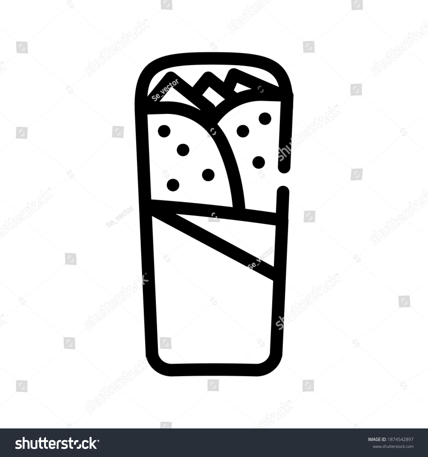 SVG of shawarma, burrito or chimichanga line icon vector. shawarma, burrito or chimichanga sign. isolated contour symbol black illustration svg