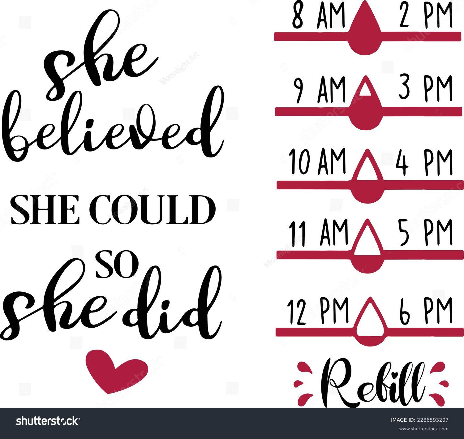 SVG of She Believed She Could So She Did SVG, Water Bottle svg, Svg files for cricut, Water tracker, Motivational Water Tracker, Cut Files svg