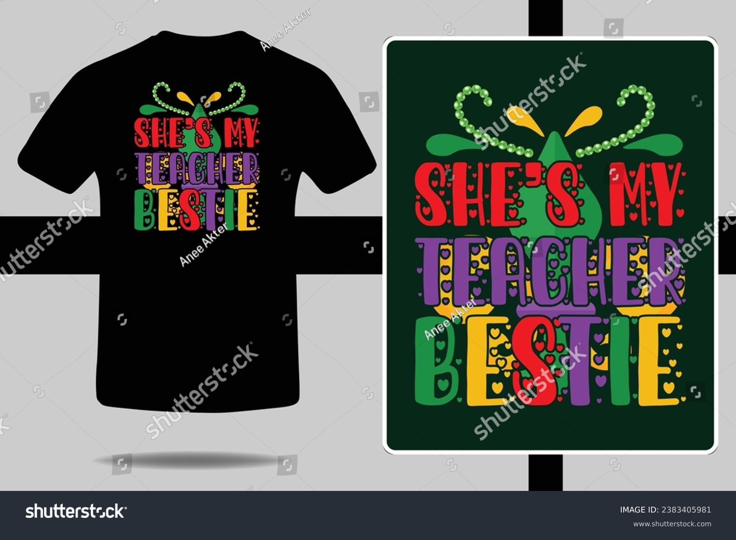 SVG of She Is My Teacher Bestie Shirt, Teacher Matching Shirt print template,Typography design for Carnival celebration, Teacher Crew Shirt, Teacher Gift, Bestie Gift, Christian feasts, Epiphany, culminating svg