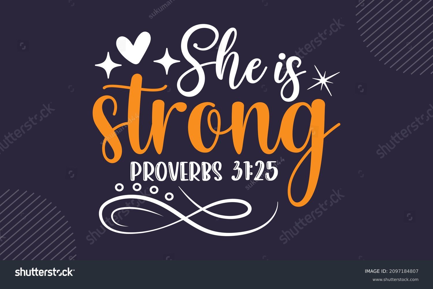 SVG of She is strong proverbs 31:25 - Christian Easter t shirt design, svg Files for Cutting Cricut and Silhouette, card, Hand drawn lettering phrase, Calligraphy t shirt design, isolated on background svg