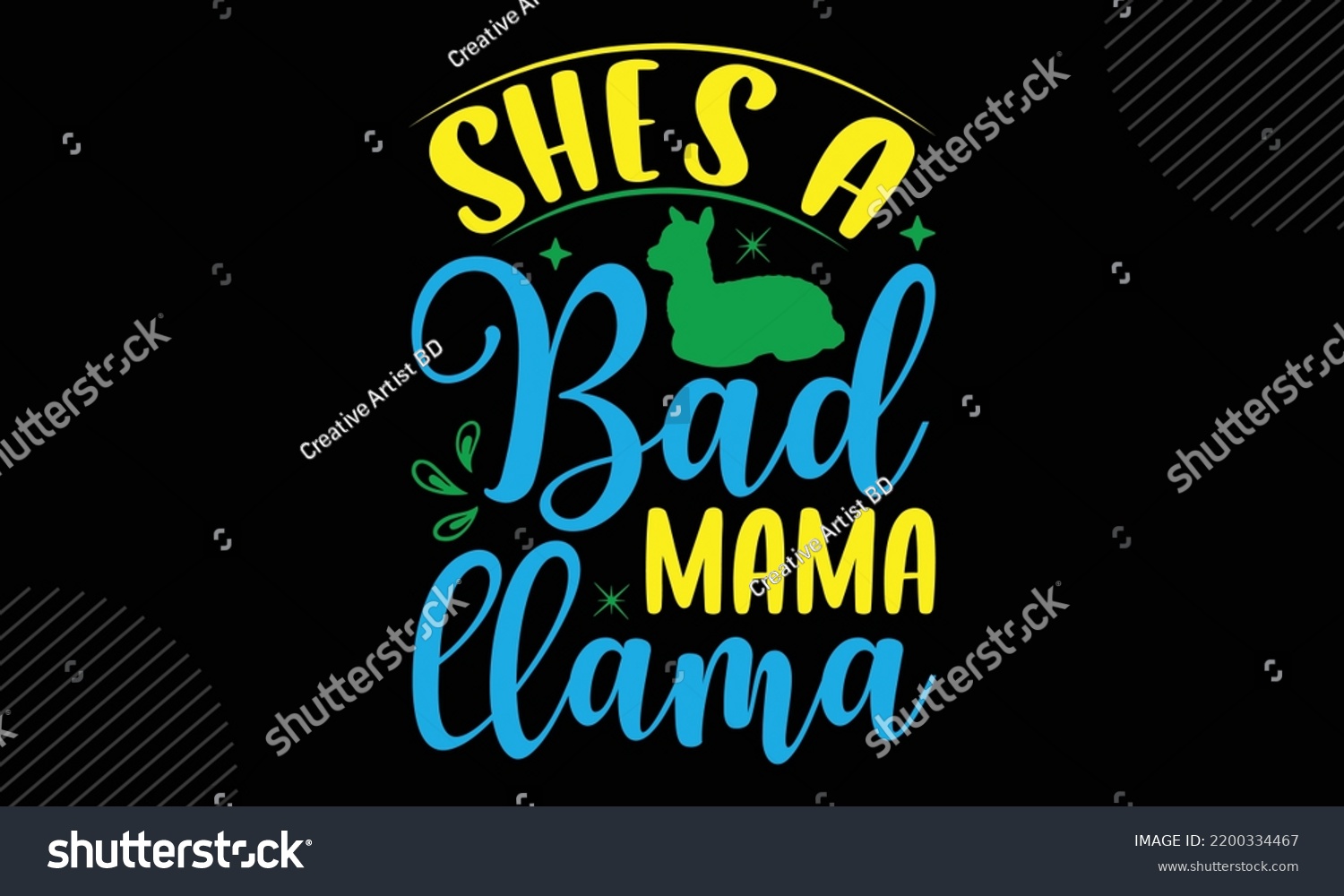 SVG of She’s A Bad Mama Llama - Llama T shirt Design, Hand lettering illustration for your design, Modern calligraphy, Svg Files for Cricut, Poster, EPS svg