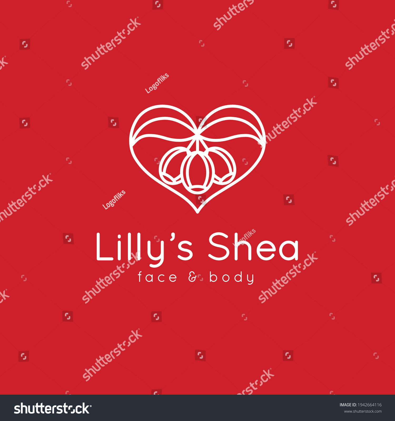 SVG of Shea nuts with leaves and heart shape logo design. Shea butter. Vitellaria paradoxa. Natural, organic cosmetics and medical plant - Illustration svg