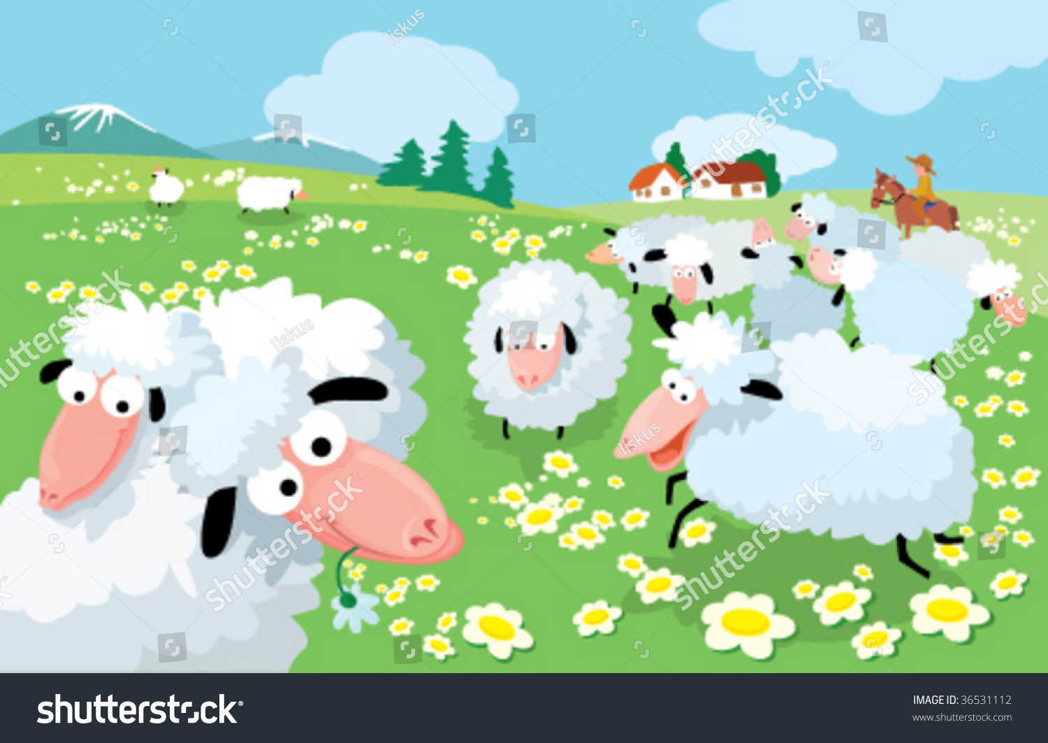 Sheep Breeding High Mountains Stock Vector (Royalty Free) 36531112 ...