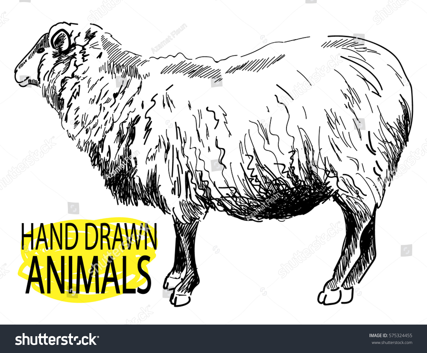 Sheep Drawing By Hand Vintage Style Stock Vector 575324455 - Shutterstock
