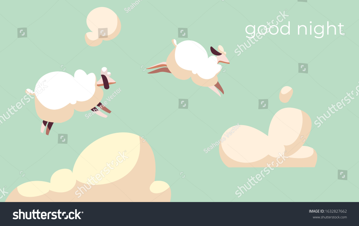 Sheep Jump Sky Among Fluffy Clouds Stock Vector Royalty Free 1632827662 Sheep Jump Sky Among Fluffy Clouds Stock Vector Royalty Free 1632827662