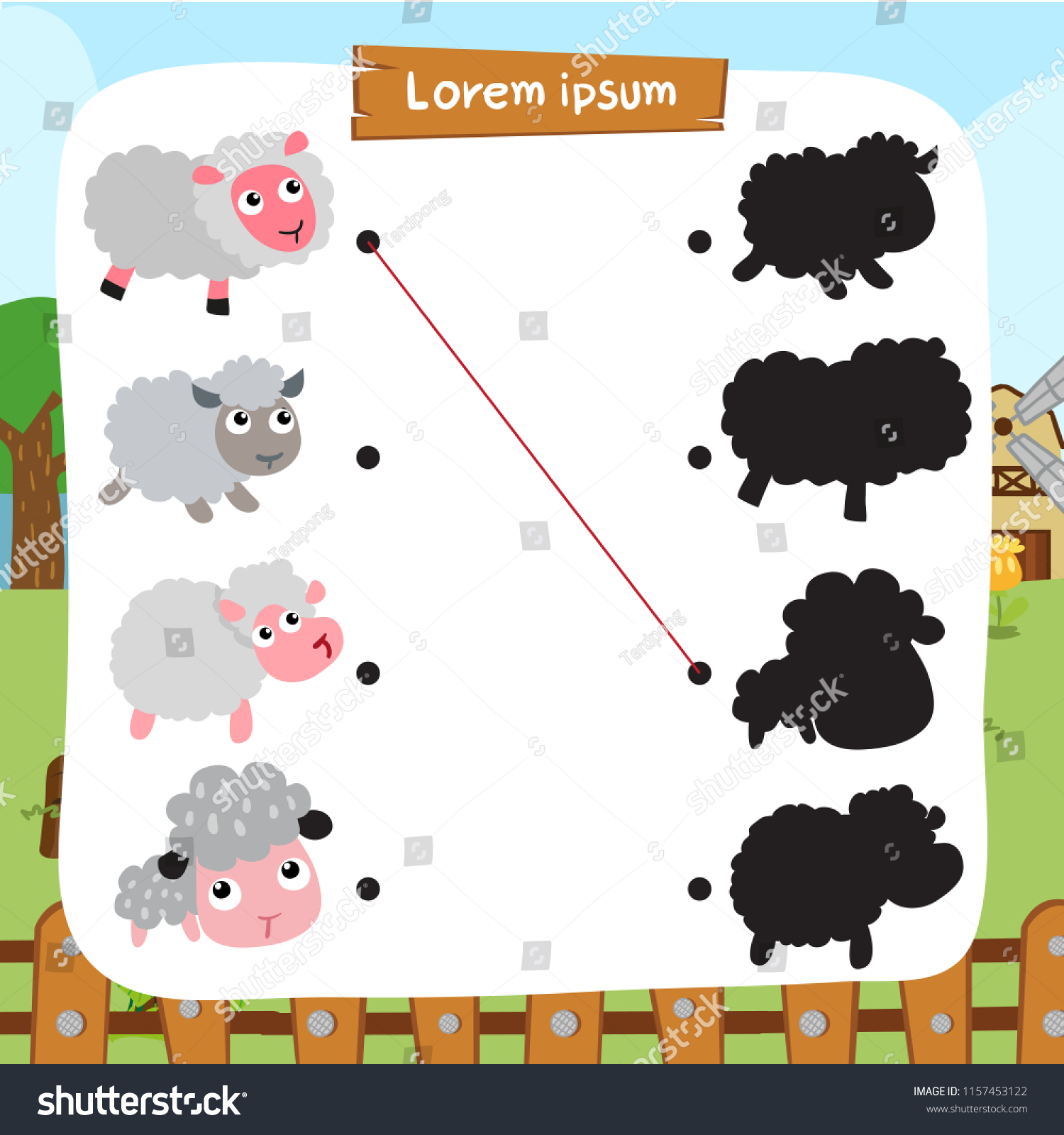 Sheep Matching Game Vector Design Stock Vector (Royalty Free) 1157453122
