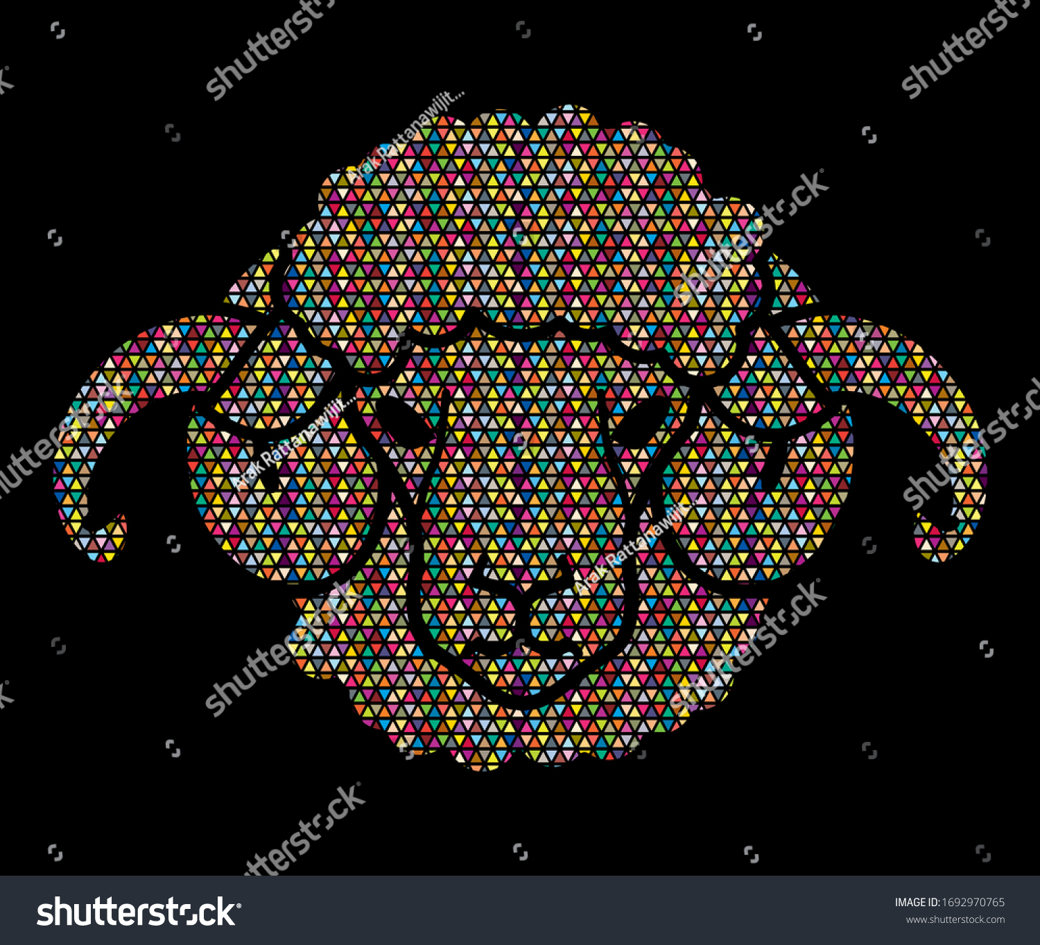 Sheep Lamb Head Big Horn Cartoon Stock Vector (Royalty Free) 1692970765 ...