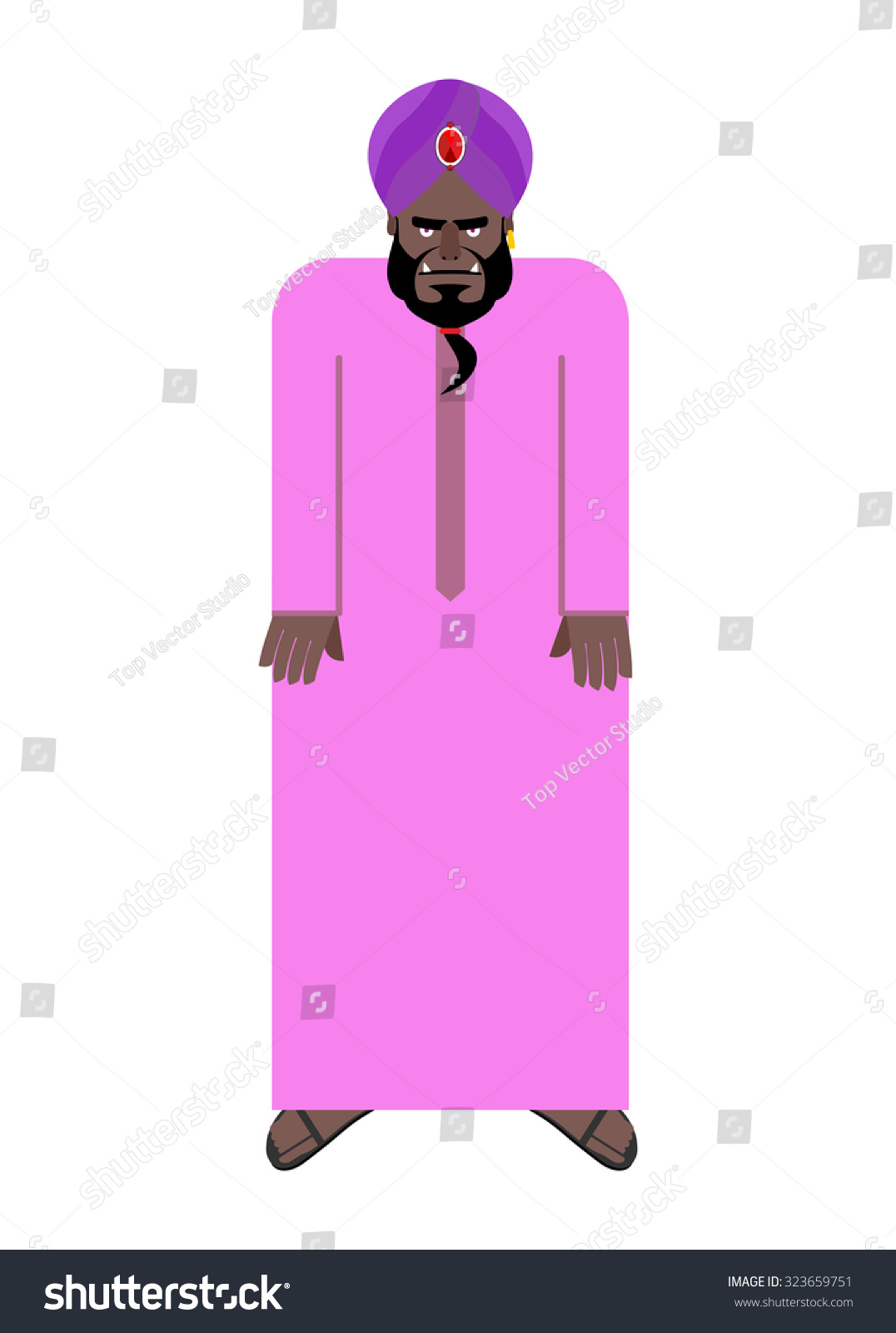 Sheikh In National Arab Robe And Turban. Vector Illustration Of An ...