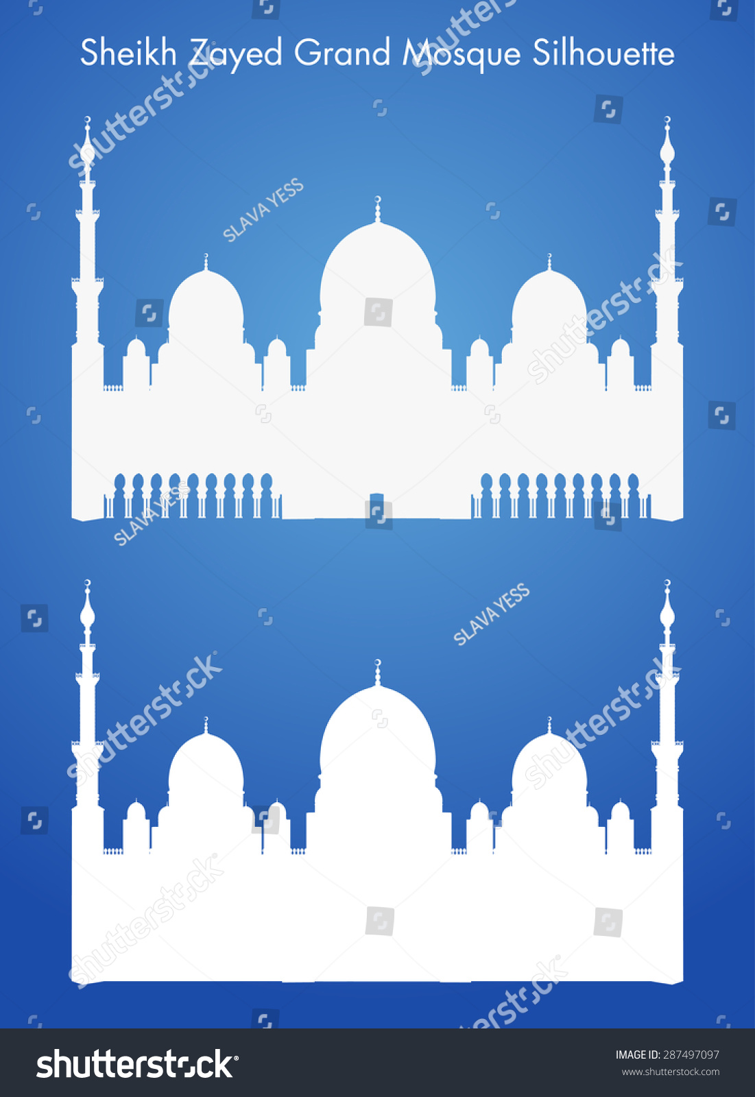 Sheikh Zayed Grand Mosque Silhouette Vector Stock Vector (royalty Free 