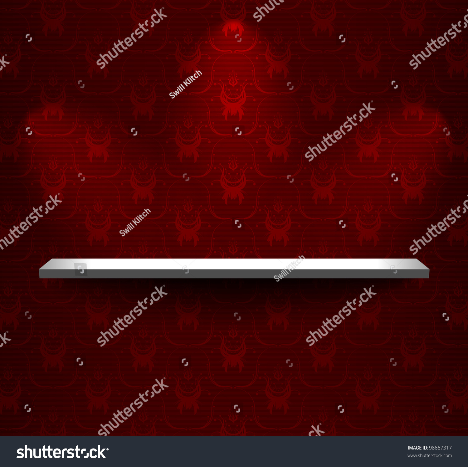 Shelf On Wall Dark Red Wallpaper Stock Vector (Royalty Free) 98667317