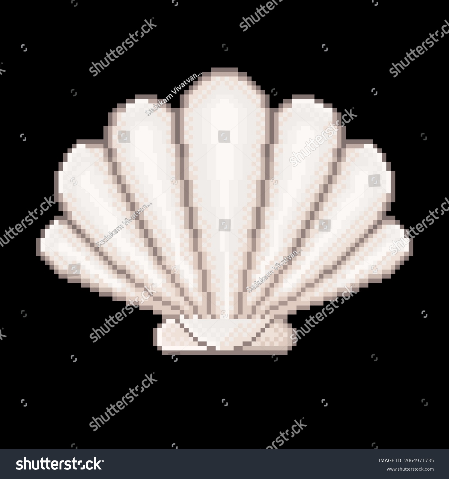 Shell Icon Pixel Art Clam Pixel Stock Vector (Royalty Free) 2064971735