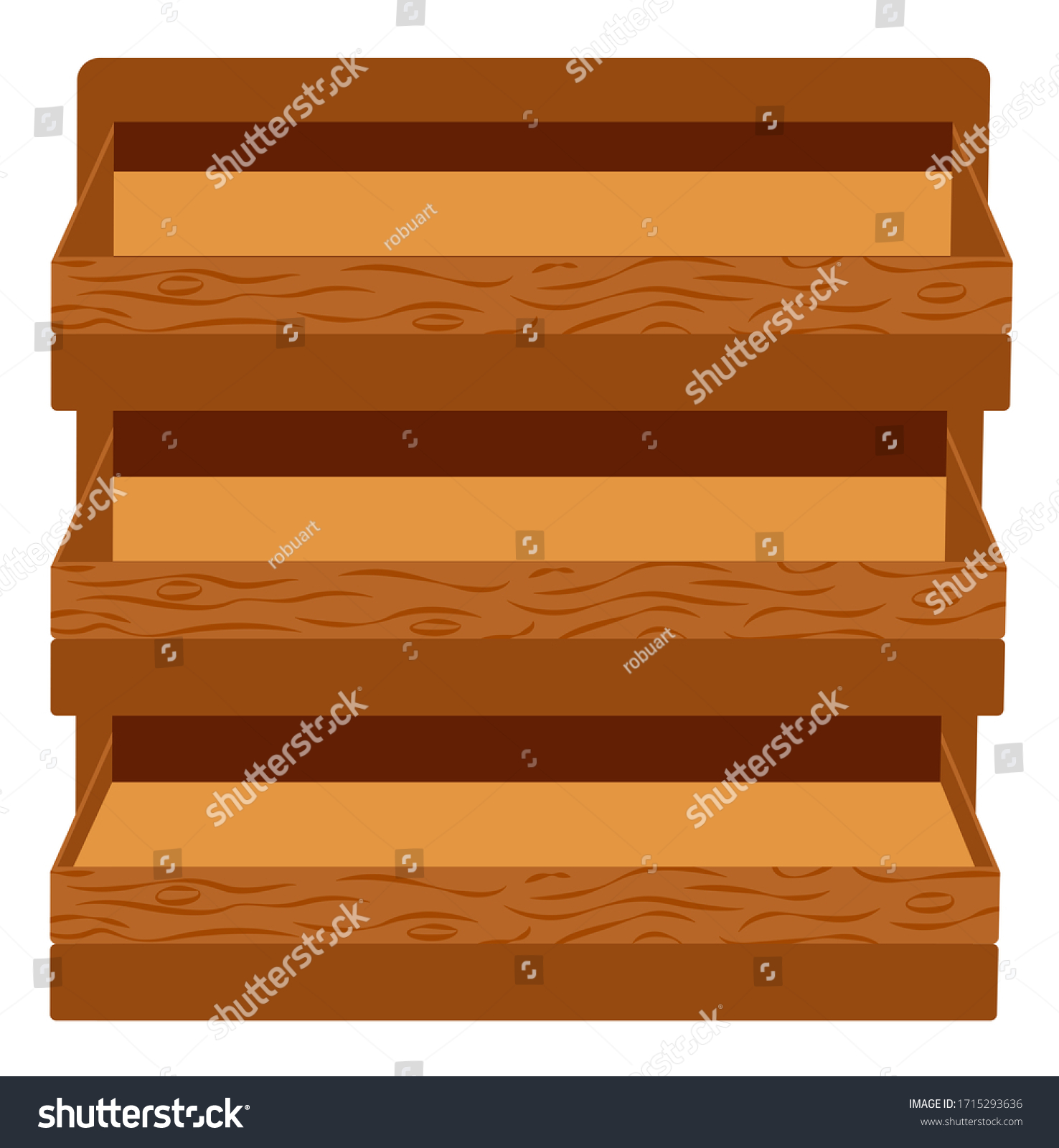 Shelves Made Wooden Material Isolated Furniture Stock Vector Royalty Free 1715293636