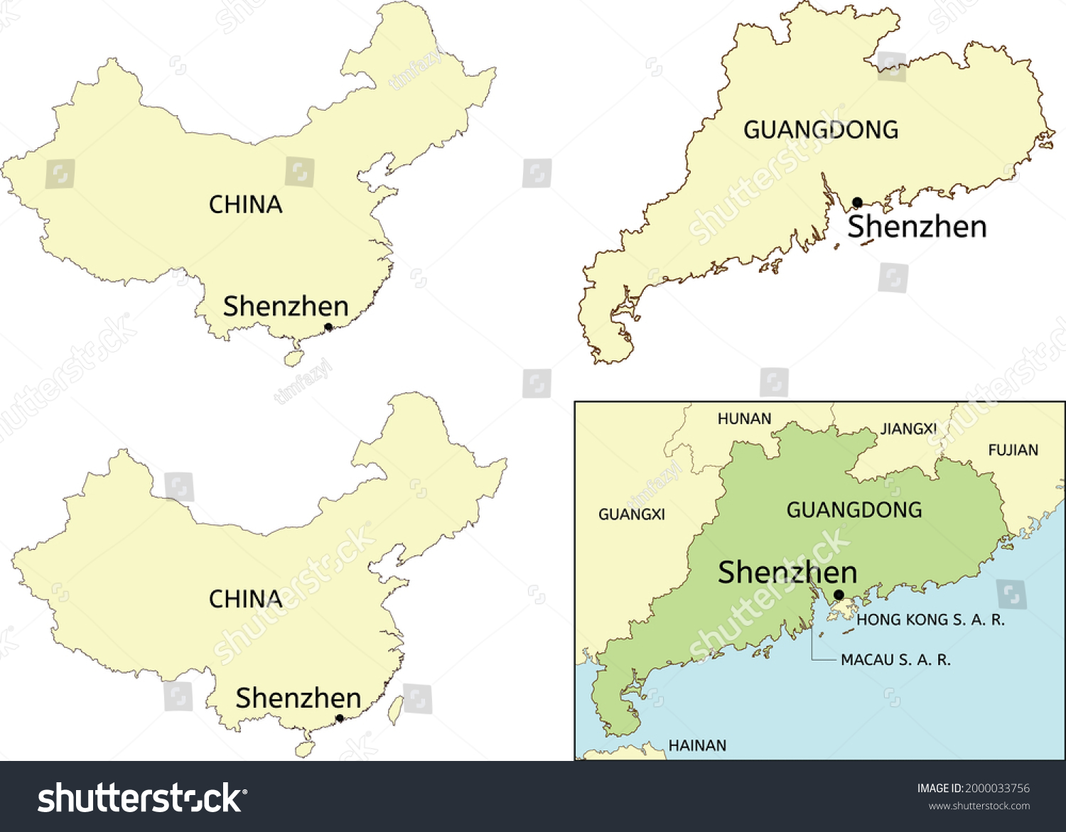 Shenzhen On China Map Shenzhen City Location On Map China Stock Vector (Royalty Free) 2000033756  | Shutterstock