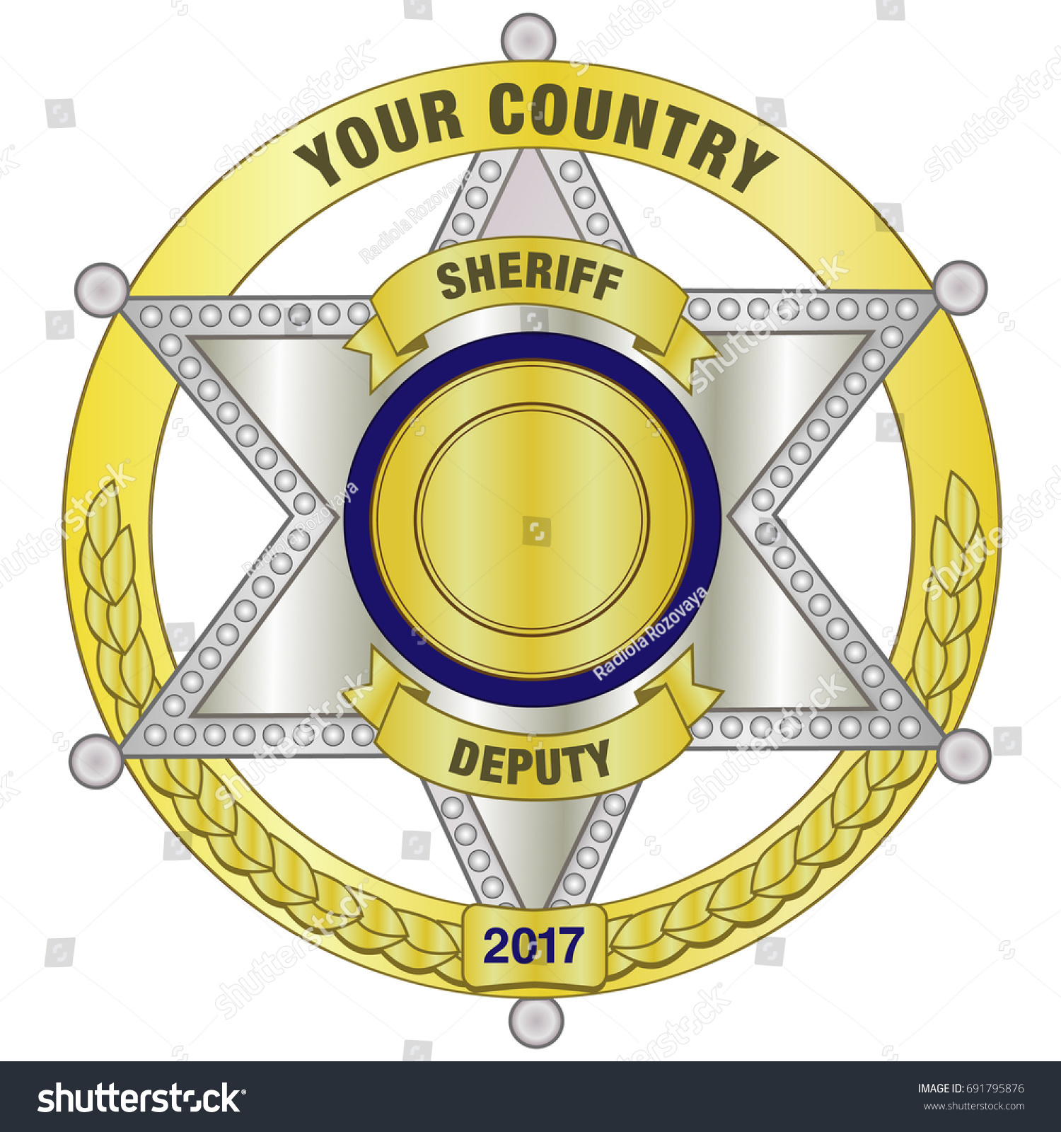 SVG of Sheriff badge golden and silver svg