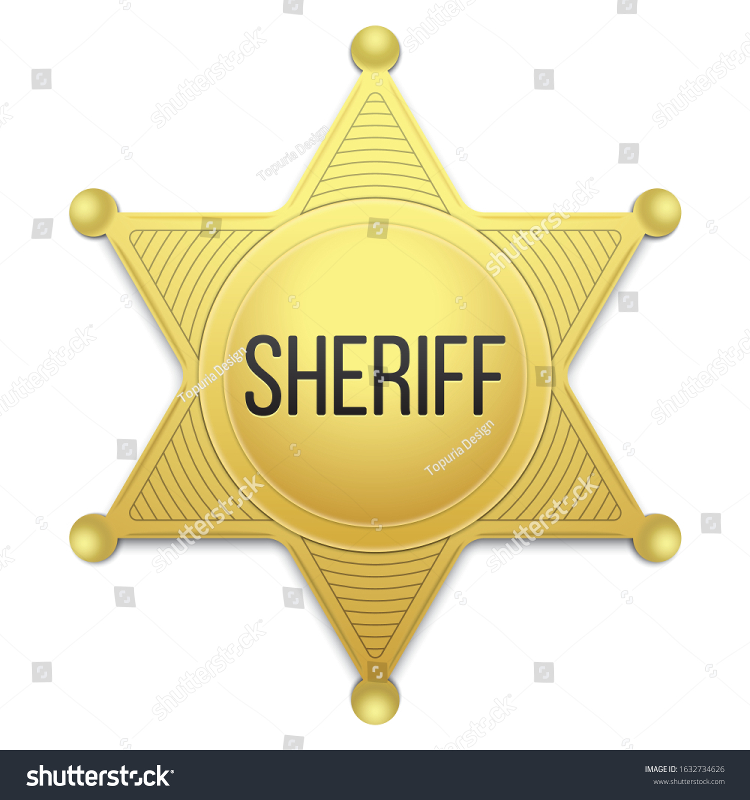 Sheriff Badge Sheriffs Golden Medal Isolated Stock Vector (Royalty Free ...