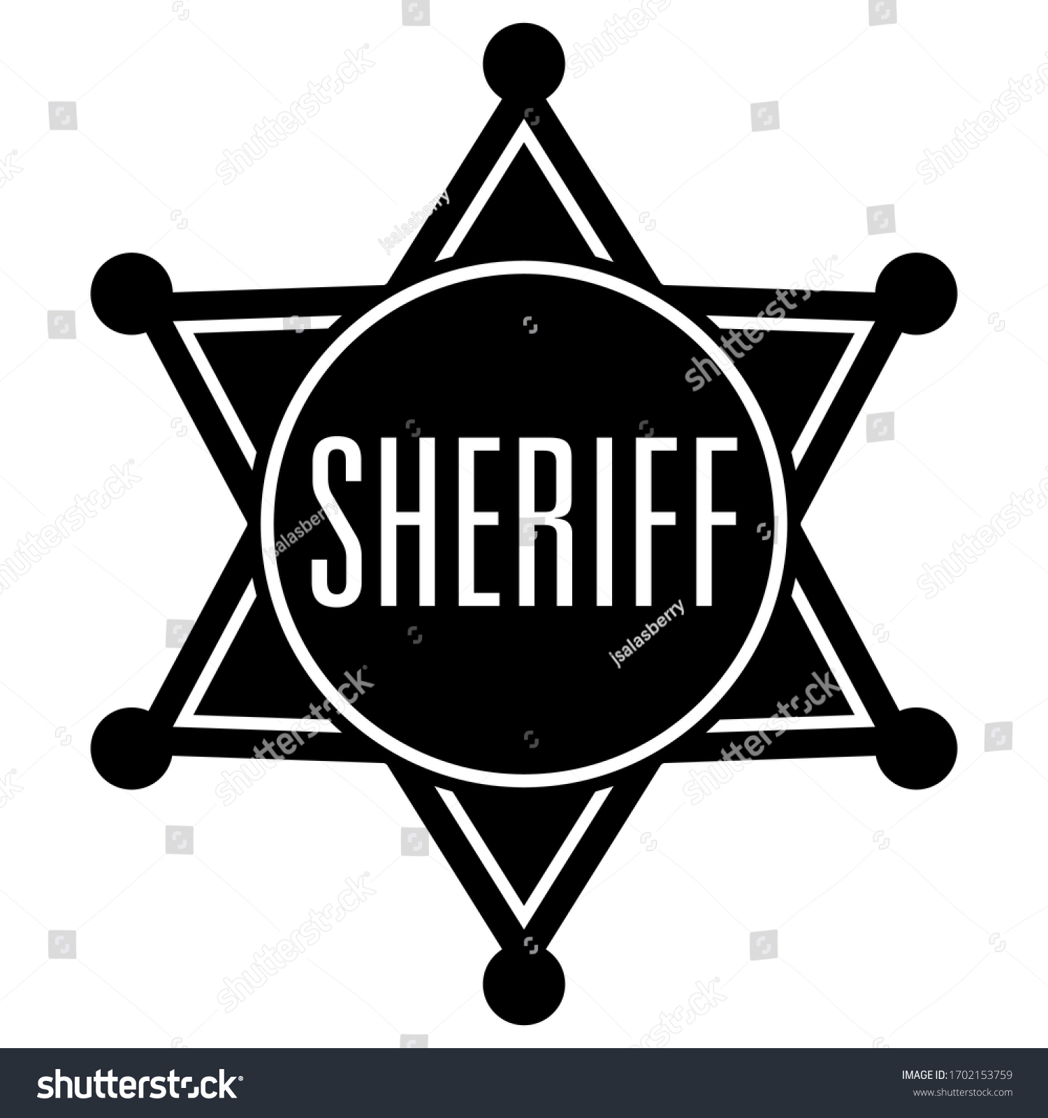 SVG of sheriff badge star in black and white svg