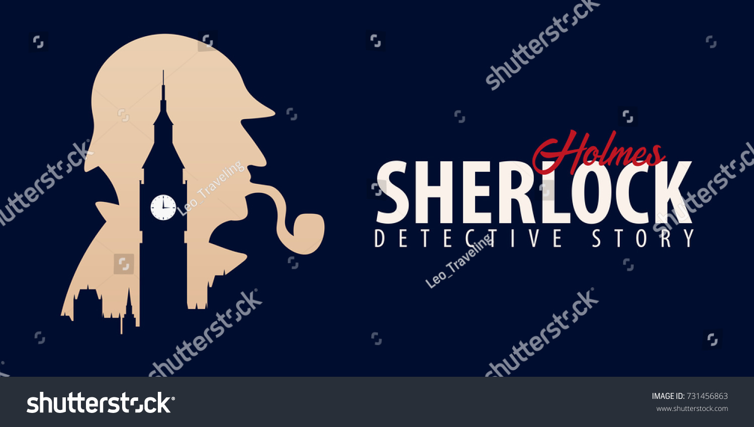 シャーロック ホームズの旗 探偵イラスト シャーロック ホームズとのイラトスベーカー街221b ロンドン 大きな禁止 のベクター画像素材 ロイヤリティフリー