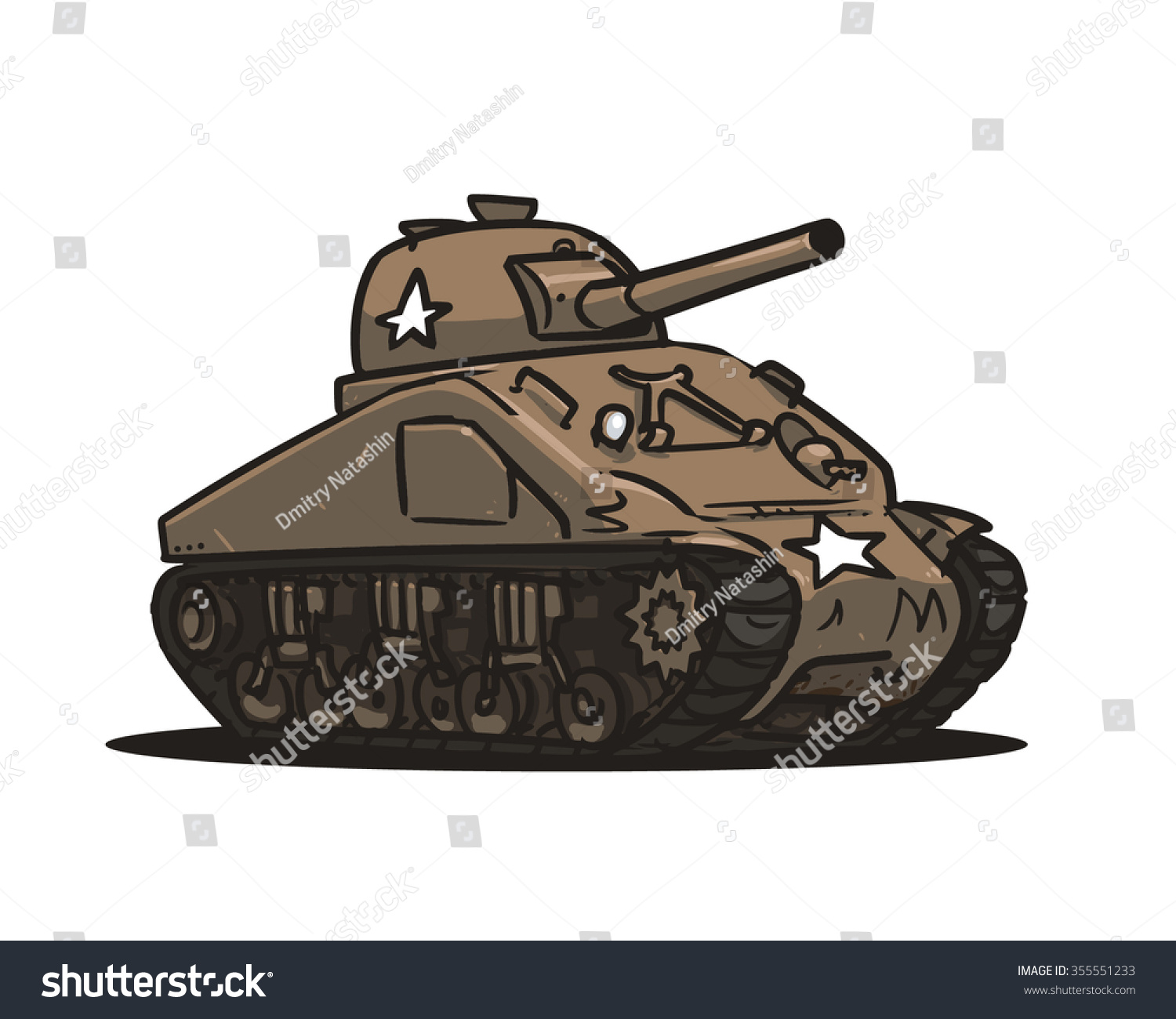 Sherman Tank Cartoon Illustration Isolated On Stock Vector 355551233 ...