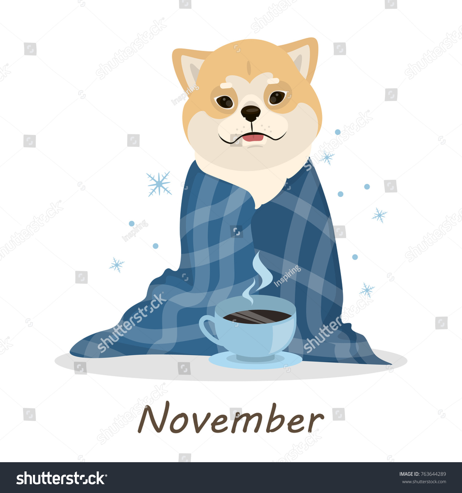 Shiba Inu Dogs Calendar November Month Stock Vector Royalty Free 763644289