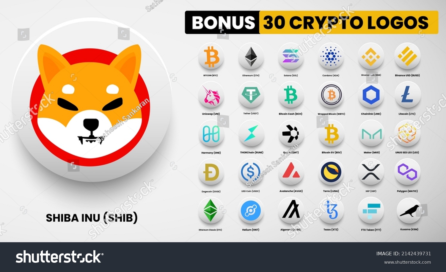 Shiba Inu Shib Crypto Logo Symbols Stock Vector (Royalty Free) 2142439731