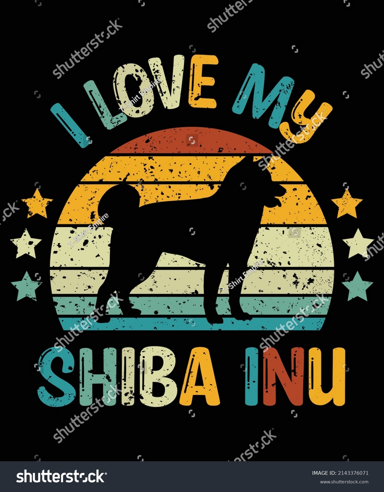 SVG of Shiba Inu silhouette vintage and retro t-shirt design svg