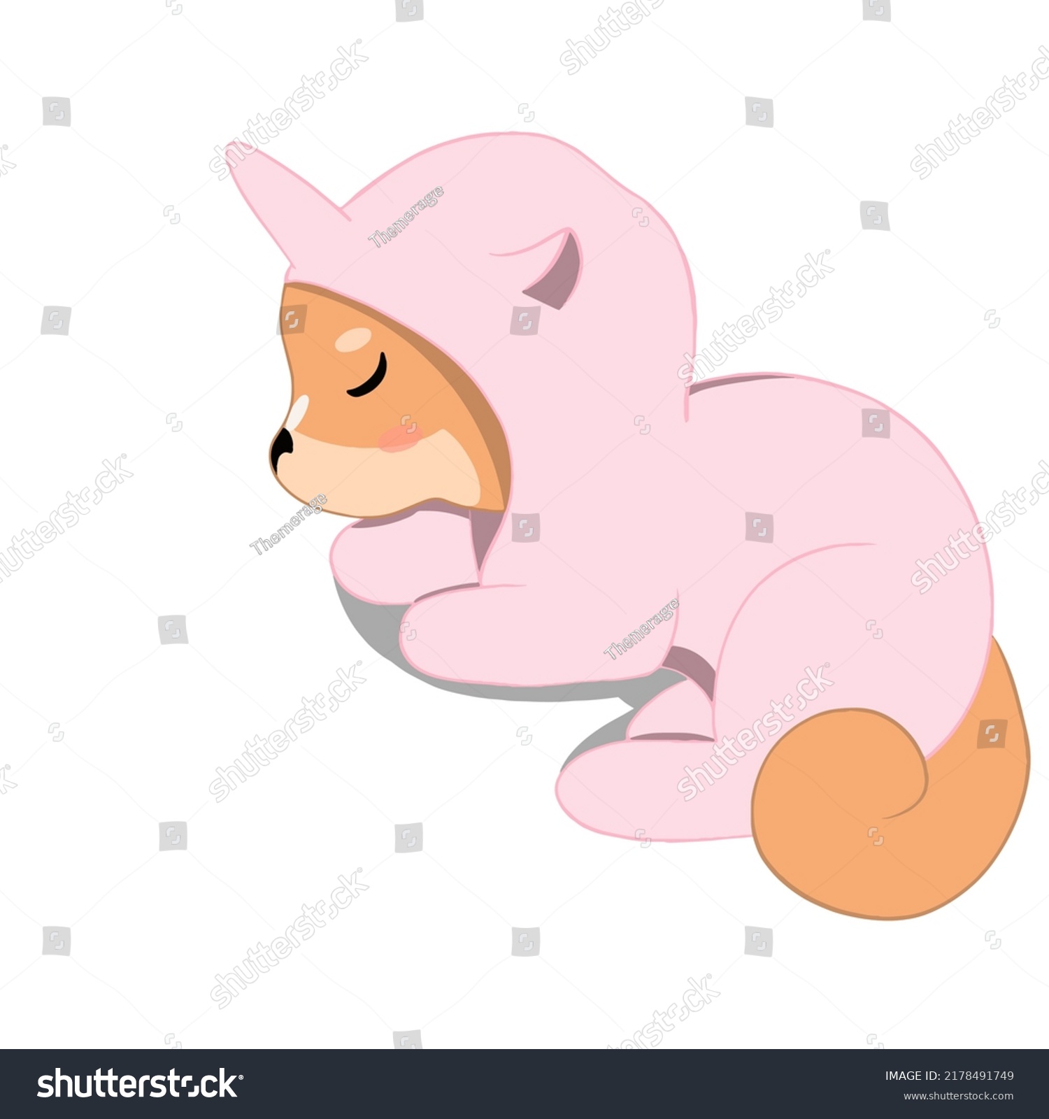 Shiba Inu Sleeping Pajamas Slipping Stock Vector (Royalty Free ...