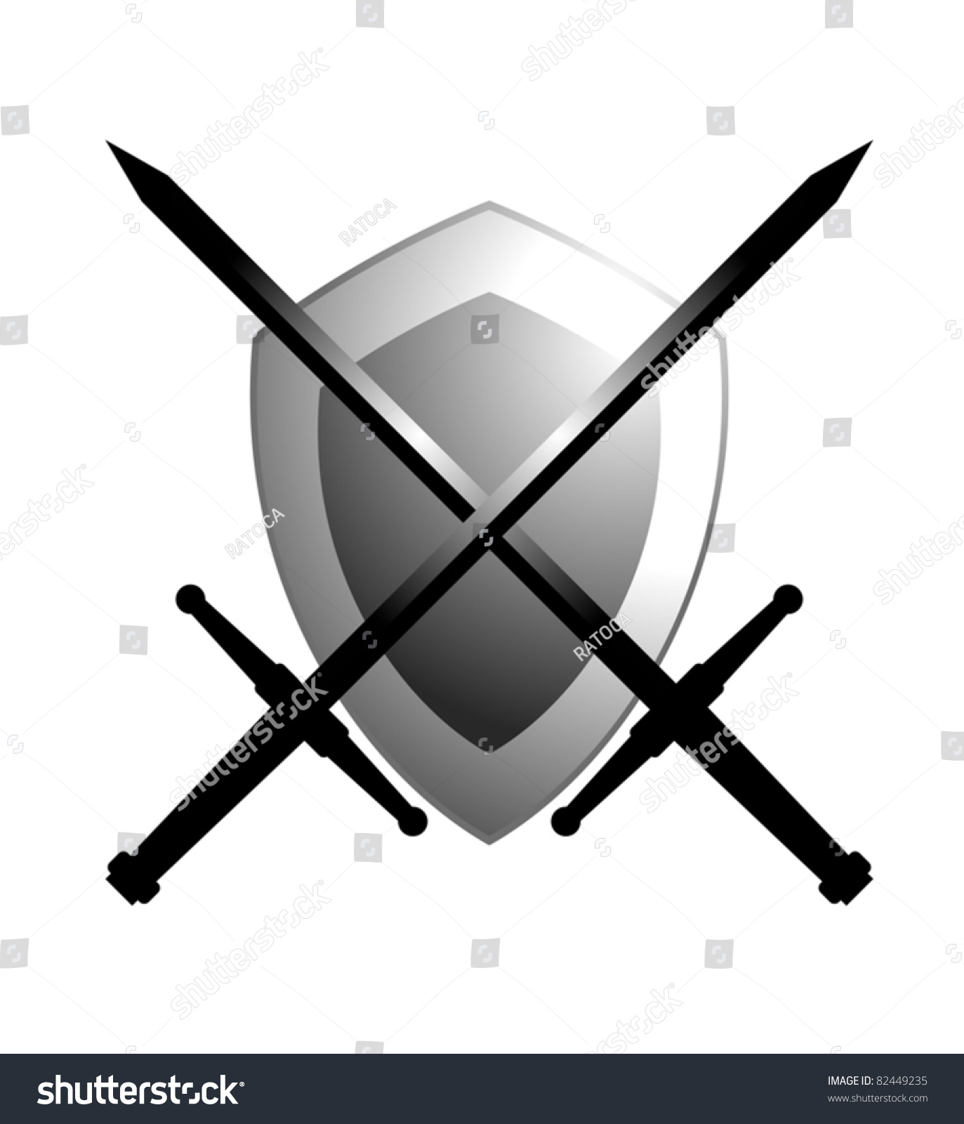Shield And Two Swords Stock Vector 82449235 Shutterstock