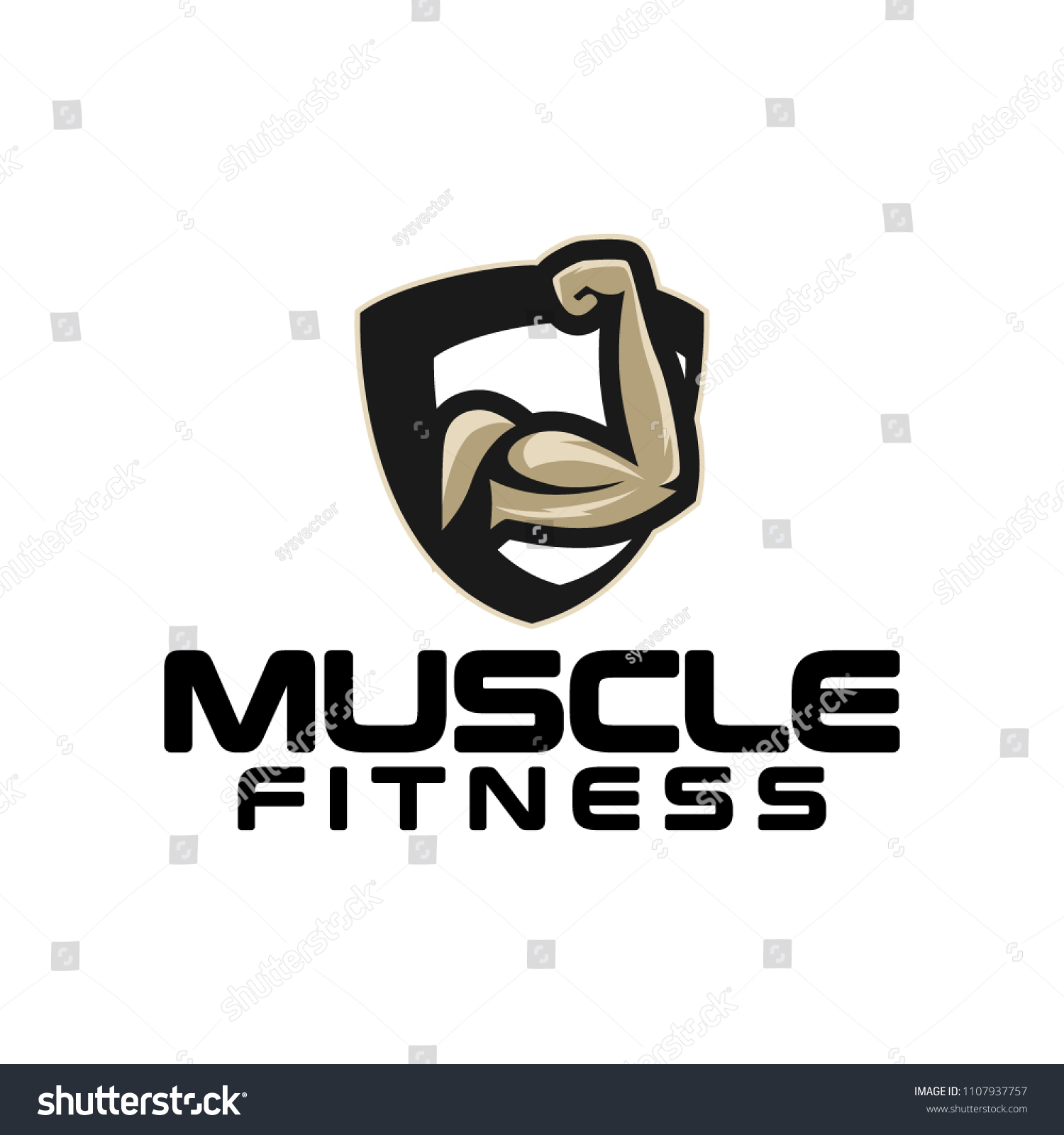 Shield Arm Muscle Logo Vector Template Stock Vector Royalty Free 1107937757