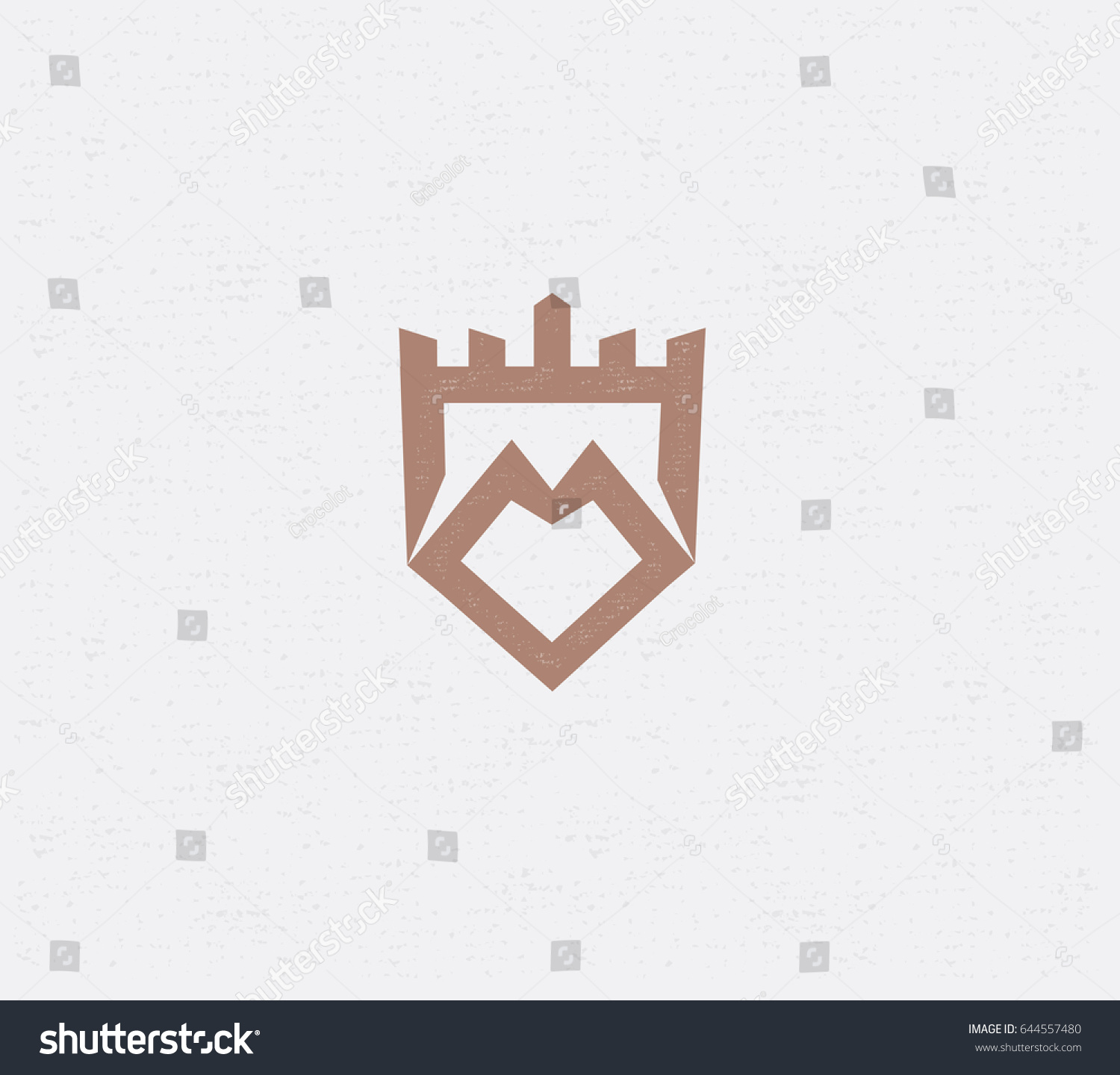 SVG of Shield fortress in the mountains. Vector logo in modern simple design. svg