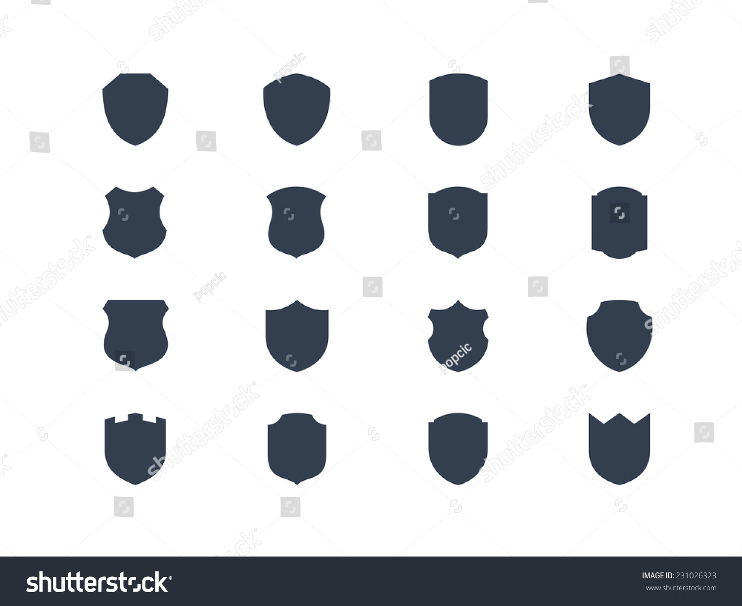 Shield Shape Icons Stock Vector Illustration 231026323 : Shutterstock