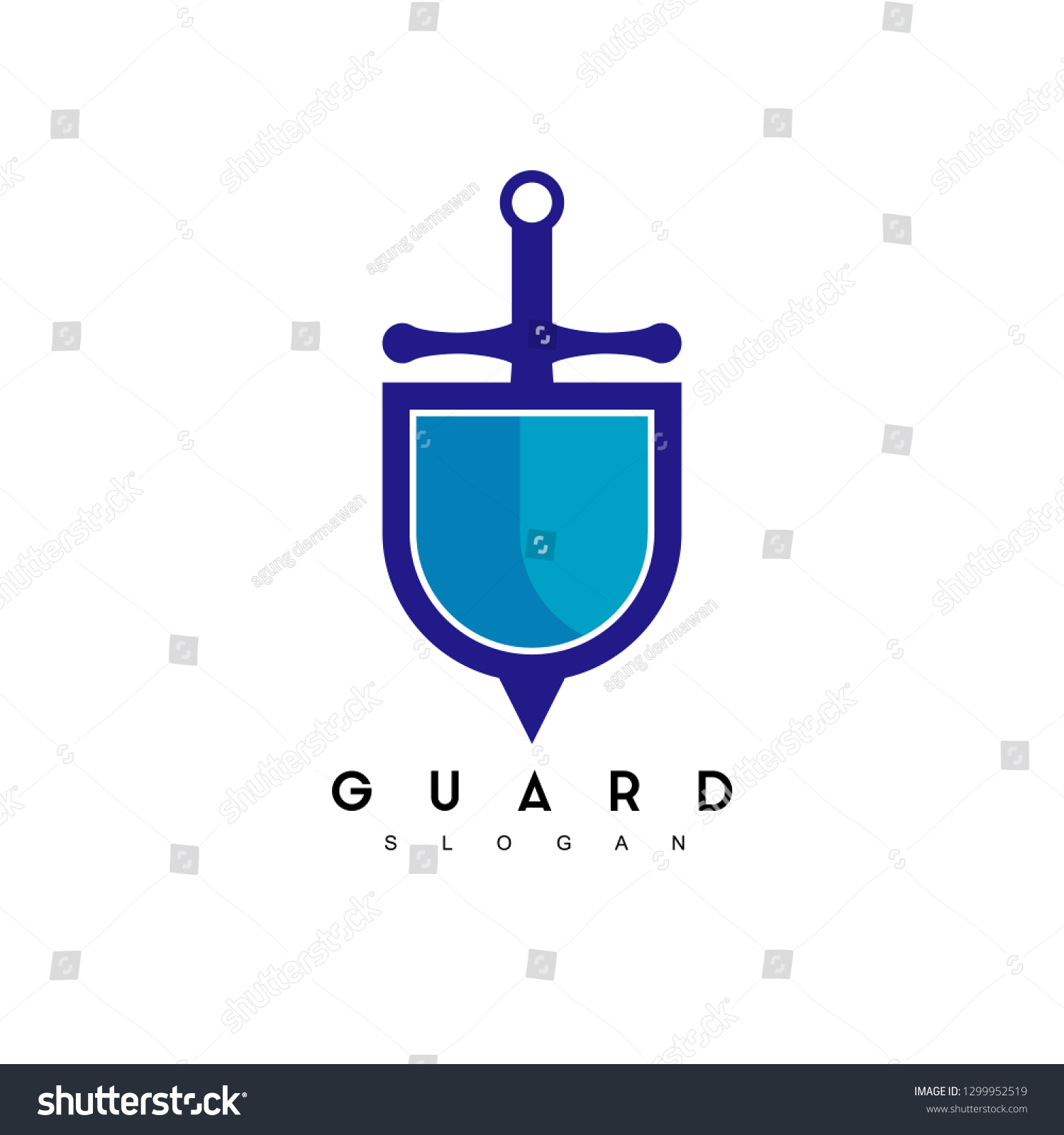 Shield Sword Logo Design Inspiration Stock Vector Royalty Free